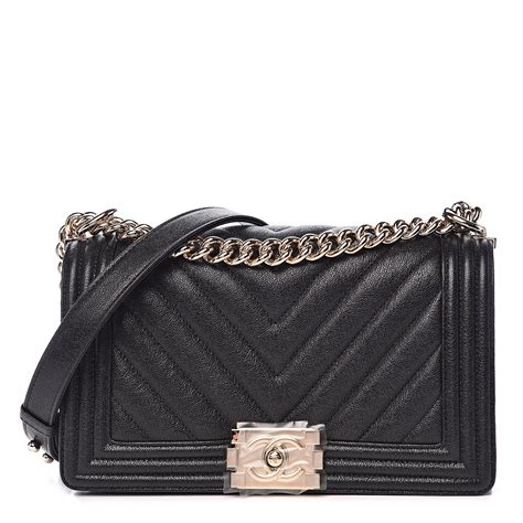 CHANEL Caviar Chevron Quilted Medium Boy Flap 